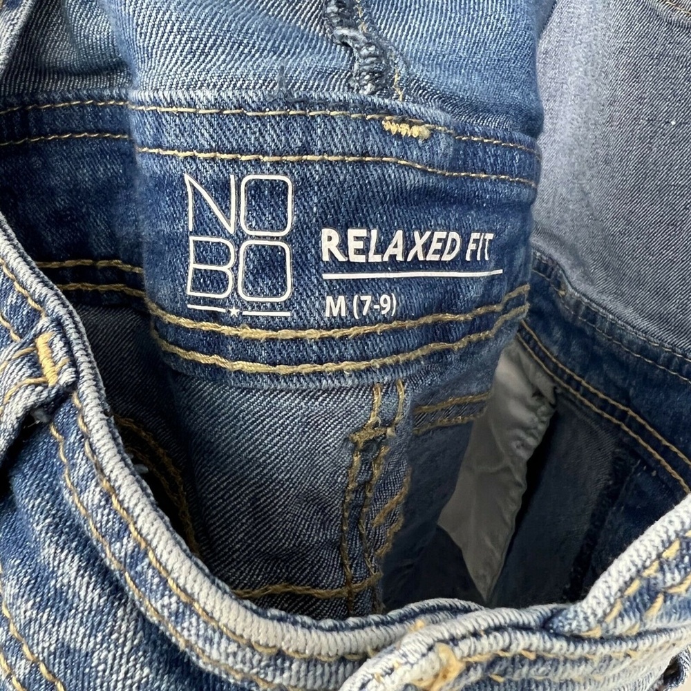 No Boundaries Denim Shortalls Cuffed Overalls Relax Fit - Picture 11 of 12